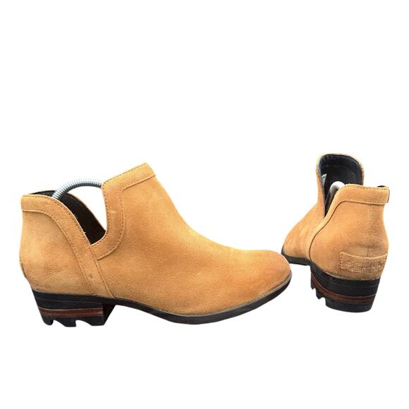 Sorel Emelie Chelsea Camel Suede Ankle Boots Size 8 Waterproof Leather Booties - Picture 1 of 11